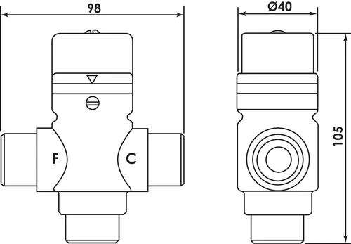 Mitigeur Thermostatique Individuel M20/27 - GRANDSIRE 2 Mitigeur Thermostatique Individuel M20/27 - GRANDSIRE – Image 2