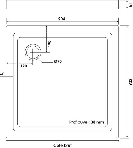 Receveur De Douche Grès 90x90 Cm 2 Receveur De Douche Grès 90x90 Cm – Image 2