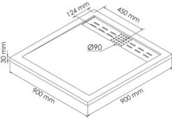 Receveur De Douche Caniveau Résine De Synthèse Kori Blanc 90x90 - ELMER -Salle De Bain Fournitures 201010541 3