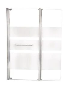 Pare-baignoire 2 Volets 140x120cm 3 Bandes Blanches - ELMER