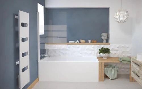 Pare-baignoire 1 Volet 140x85cm 4 Bandes Givrées - ELMER 2 Pare-baignoire 1 Volet 140x85cm 4 Bandes Givrées - ELMER – Image 2