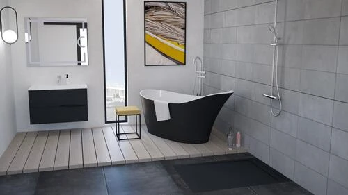 Baignoire îlot Acrylique Blanc Avec Extérieur Noir - ELMER 2 Baignoire îlot Acrylique Blanc Avec Extérieur Noir - ELMER – Image 2