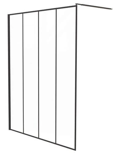 Écran De Douche Fixe Profilé Noir Verrière 140cm - ELMER 1 Écran De Douche Fixe Profilé Noir Verrière 140cm - ELMER