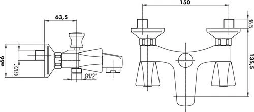 Mélangeur Bain-douche Mural Primo Chromé - Classique 2 Mélangeur Bain-douche Mural Primo Chromé - Classique – Image 2
