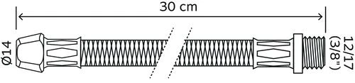 Flexible Sanitaire 1 Raccord Mâle 12/17 - 1 Raccord Bicône 14 Pour Cuivre - Longueur 300 Mm - DN8 2 Flexible Sanitaire 1 Raccord Mâle 12/17 - 1 Raccord Bicône 14 Pour Cuivre - Longueur 300 Mm - DN8 – Image 2