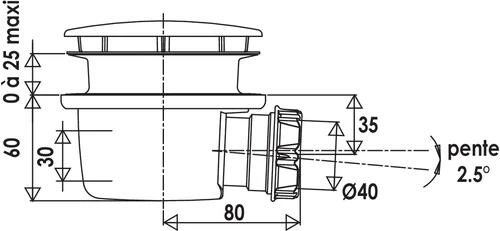 Bonde De Douche Horizontale Extra-plate ø90 - VALENTIN 2 Bonde De Douche Horizontale Extra-plate ø90 - VALENTIN – Image 2