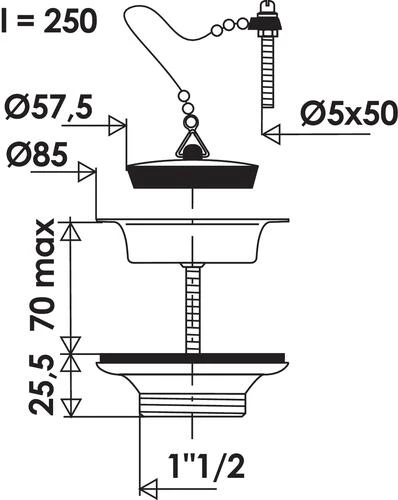 Bonde Laiton à Bouchon Pour évier Grès 2 Bonde Laiton à Bouchon Pour évier Grès – Image 2