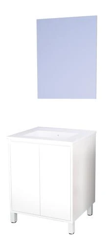 Meuble ODESSA Sur Pieds 2 Portes 60cm Blanc Miroir Suspendu - BATHROOM THERAPY