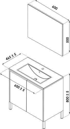 Meuble ODESSA Sur Pieds 2 Portes 60cm Blanc Miroir Suspendu - BATHROOM THERAPY 4 Meuble ODESSA Sur Pieds 2 Portes 60cm Blanc Miroir Suspendu - BATHROOM THERAPY – Image 4