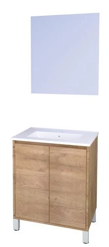 Meuble ODESSA Sur Pieds 2 Portes 60cm Bois Miroir Suspendu - BATHROOM THERAPY