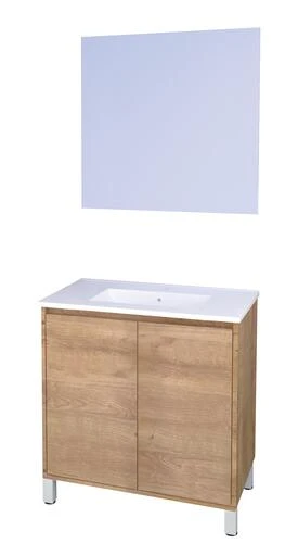 Meuble ODESSA Sur Pieds 2 Portes 80cm Bois Miroir Suspendu - BATHROOM THERAPY 1 Meuble ODESSA Sur Pieds 2 Portes 80cm Bois Miroir Suspendu - BATHROOM THERAPY