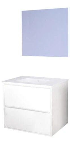 Meuble ODESSA à Suspendre 2 Tiroirs 80cm Blanc Miroir Suspendu - BATHROOM THERAPY