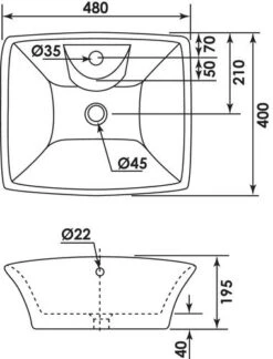 Vasque Rectangulaire à Poser 48x40cm - BATHROOM THERAPY -Salle De Bain Fournitures 403511003 3