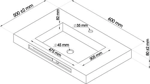 Plan Vasque Centrée à Suspendre 60cm Hoya - BATHROOM THERAPY 3 Plan Vasque Centrée à Suspendre 60cm Hoya - BATHROOM THERAPY – Image 3