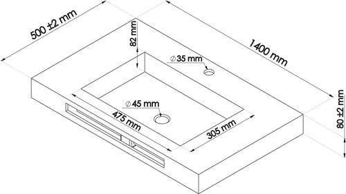 Plan Vasque Centree à Suspendre 140cm Hoya - BATHROOM THERAPY 3 Plan Vasque Centree à Suspendre 140cm Hoya - BATHROOM THERAPY – Image 3