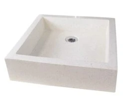Vasque Timbre à Poser Carré 40cm En Terrazo Pierre - BATHROOM THERAPY