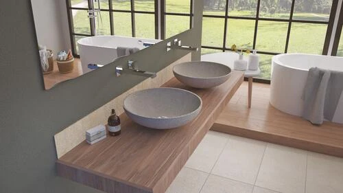 Vasque à Poser Ronde ø44cm En Terrazo Pierre - BATHROOM THERAPY 2 Vasque à Poser Ronde ø44cm En Terrazo Pierre - BATHROOM THERAPY – Image 2