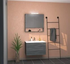 Armoire Miroir à Suspendre 80 Cm Gris - BATHROOM THERAPY -Salle De Bain Fournitures 404011025 3