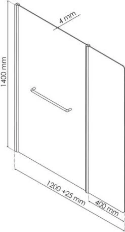 Pare-baignoire 2 Volets 140x120cm Verre Trempe Transparent - ELMER -Salle De Bain Fournitures 496445 3