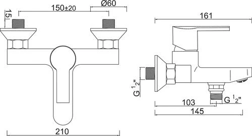 Mitigeur De Bain-douche Mural Nam'O - ROLF 2 Mitigeur De Bain-douche Mural Nam'O - ROLF â Image 2