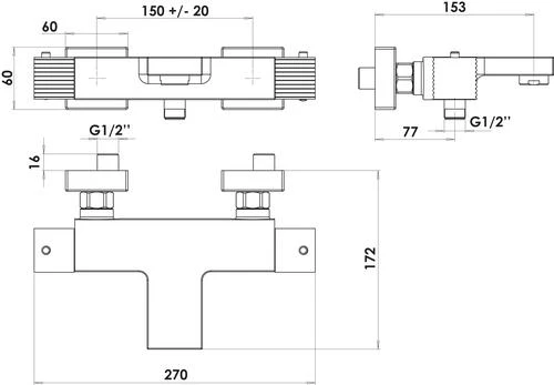 Thermostatique De Bain-douche Mural Cuadr'O - ROLF 3 Thermostatique De Bain-douche Mural Cuadr'O - ROLF â Image 3