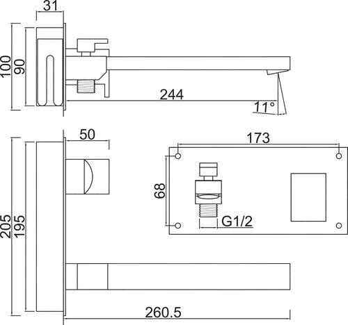 Mitigeur De Bain-douche à Encastrer Cuadr'O - ROLF 2 Mitigeur De Bain-douche à Encastrer Cuadr'O - ROLF – Image 2