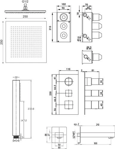 Pack Thermostatique De Bain / Douche à Encastrer Cuadr'O - ROLF 4 Pack Thermostatique De Bain / Douche à Encastrer Cuadr'O - ROLF – Image 4
