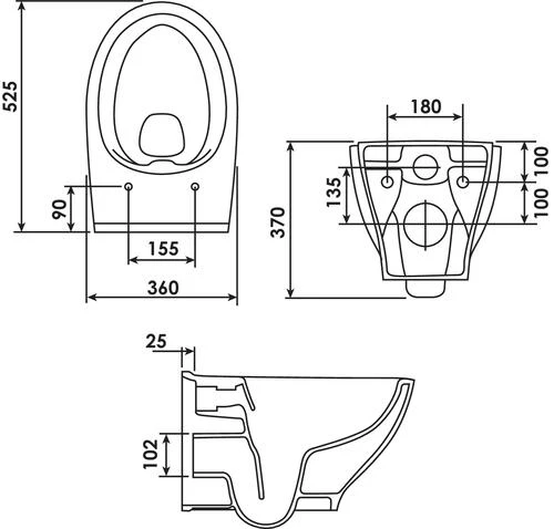 Cuvette Suspendue Carénée Sans Bride Avec Abattant - ROLF 2 Cuvette Suspendue Carénée Sans Bride Avec Abattant - ROLF – Image 2