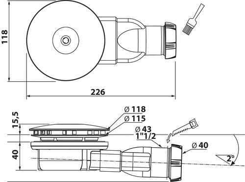 Bonde De Douche Horizontale à Membrane Slim ø90 - WIRQUIN 2 Bonde De Douche Horizontale à Membrane Slim ø90 - WIRQUIN – Image 2