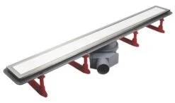 Pack Caniveau Complet Avec Grille Verre Blanc Et Cadre Inox