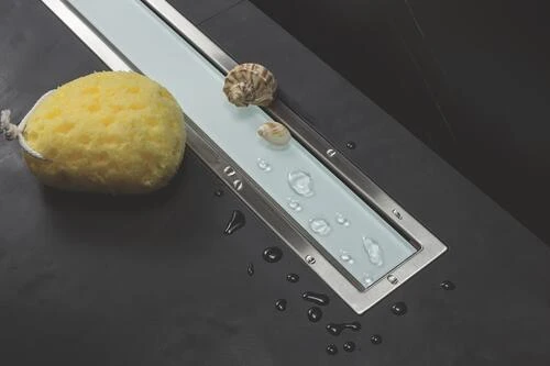 Pack Caniveau Complet Avec Grille Verre Blanc Et Cadre Inox 2 Pack Caniveau Complet Avec Grille Verre Blanc Et Cadre Inox – Image 2