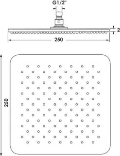 Pomme De Tête Carrée 250x250mm Noir Mat 5 Pomme De Tête Carrée 250x250mm Noir Mat -Salle De Bain Fournitures 503011013 3