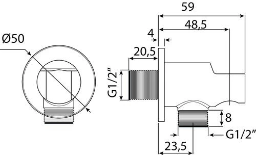 Support Mural Rond Laiton à Encastrer Chromé 2 Support Mural Rond Laiton à Encastrer Chromé – Image 2
