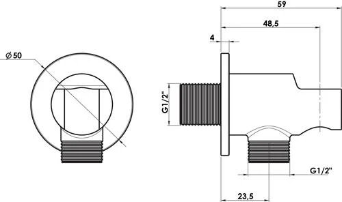 Support Mural Rond Laiton à Encastrer Noir 2 Support Mural Rond Laiton à Encastrer Noir – Image 2