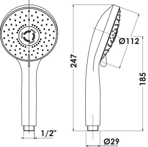 Douchette Anticalcaire 3 Jets ø112mm Noire 2 Douchette Anticalcaire 3 Jets ø112mm Noire – Image 2