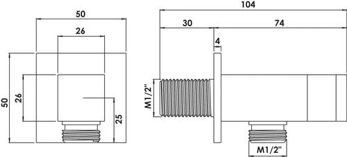 Support Mural Carré Laiton à Encastrer Noir 2 Support Mural Carré Laiton à Encastrer Noir – Image 2