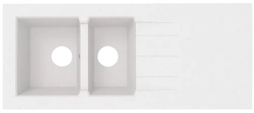 Évier à Poser Résine De Synthèse 140cm 2 Cuves Blanc Mouchete 1 Évier à Poser Résine De Synthèse 140cm 2 Cuves Blanc Mouchete