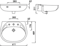 Lavabo à Poser Sur Colonne 61 X 48,5 X 21cm -Salle De Bain Fournitures 503511512 3