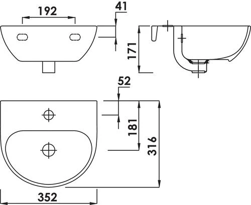 Lave-mains De Face Arrondi 35 X 31,5 Cm 2 Lave-mains De Face Arrondi 35 X 31,5 Cm – Image 2