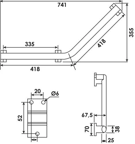 Barre De Maintien Coudée 135° Arsis 400x400mm - PELLET 2 Barre De Maintien Coudée 135° Arsis 400x400mm - PELLET – Image 2
