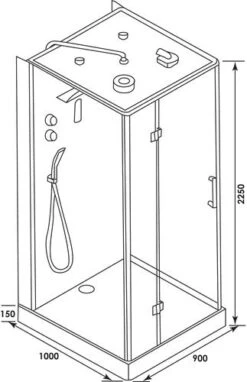 Cabine De Douche Accès De Face 90x100cm Avec Toit Haut Parleur - ELMER -Salle De Bain Fournitures 509216 3