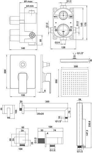 Pack Mitigeur De Douche à Encastrer Cuadr'O - ROLF 2 Pack Mitigeur De Douche à Encastrer Cuadr'O - ROLF – Image 2