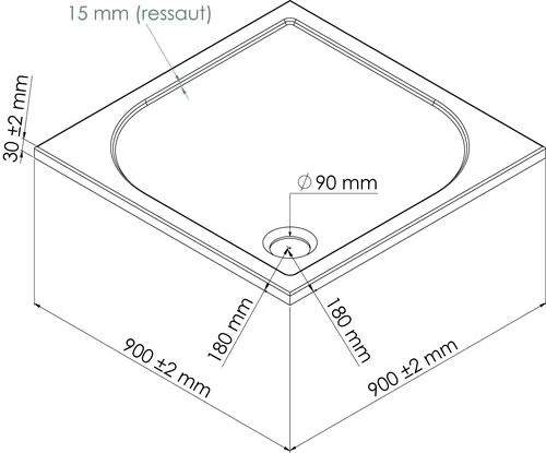 Receveur De Douche Extra-plat En Béton De Synthèse 90x90cm - ELMER 2 Receveur De Douche Extra-plat En Béton De Synthèse 90x90cm - ELMER – Image 2