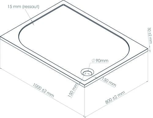 Receveur De Douche Extra-plat En Béton De Synthèse 80x100cm - ELMER 3 Receveur De Douche Extra-plat En Béton De Synthèse 80x100cm - ELMER – Image 3