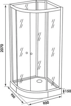 Cabine De Douche Quart De Cercle 90cm TAYA - ELMER -Salle De Bain Fournitures 800008 3