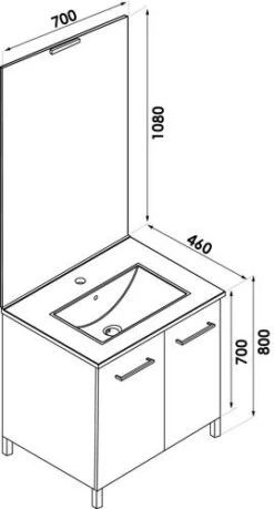 Meuble NEW YORK Sur Pieds 70cm Blanc - BATHROOM THERAPY -Salle De Bain Fournitures 81070 4