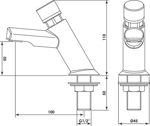 Robinet De Lavabo Temporise Chromé - ROLF 2 Robinet De Lavabo Temporise Chromé - ROLF – Image 2