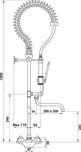 Mélangeur Monotrou Grande Cuisine Avec Bec Mobile 1200mm 2 Mélangeur Monotrou Grande Cuisine Avec Bec Mobile 1200mm – Image 2