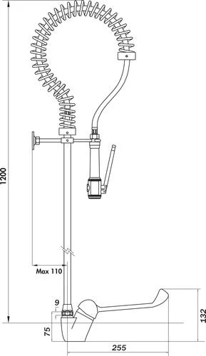 Mitigeur Monotrou Avec Douchette Industrielle - RH 2 Mitigeur Monotrou Avec Douchette Industrielle - RH – Image 2