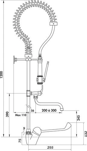 Mitigeur Monotrou Avec Douchette Industrielle Et Bec Mobile - RH 2 Mitigeur Monotrou Avec Douchette Industrielle Et Bec Mobile - RH â Image 2